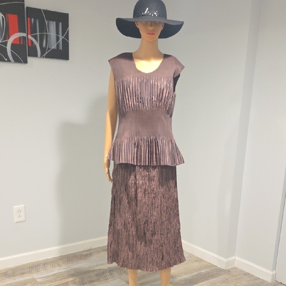 Vintage Chocolate Brown Midi Skirt - Picture 1 of 11